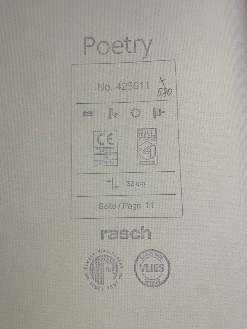 Обои виниловые на флизелиновой основе Rasch Poetry персиковый 0,53 х 10,05м (425611)