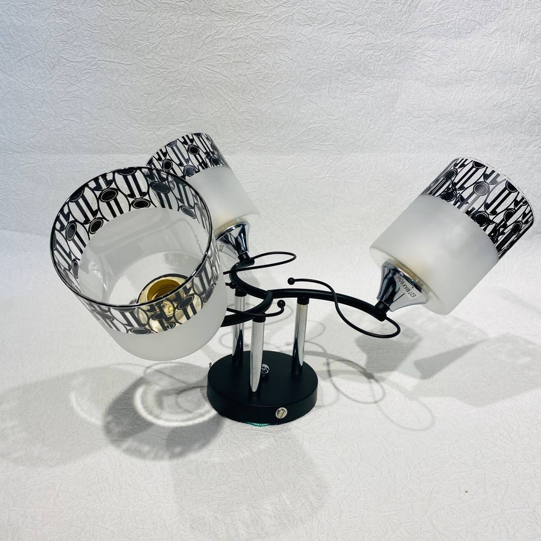 Люстра 3 лампы, белые в гостиную, спальню стекло в классическом стиле ХРОМ (DA5055/3B), Чорный-хром, Черный