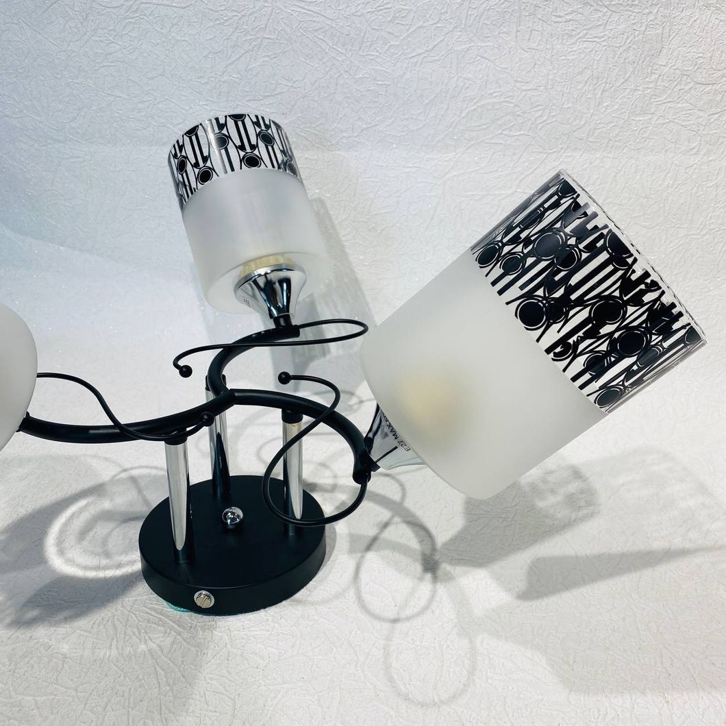 Люстра 3 лампы, белые в гостиную, спальню стекло в классическом стиле ХРОМ (DA5055/3B), Чорный-хром, Черный