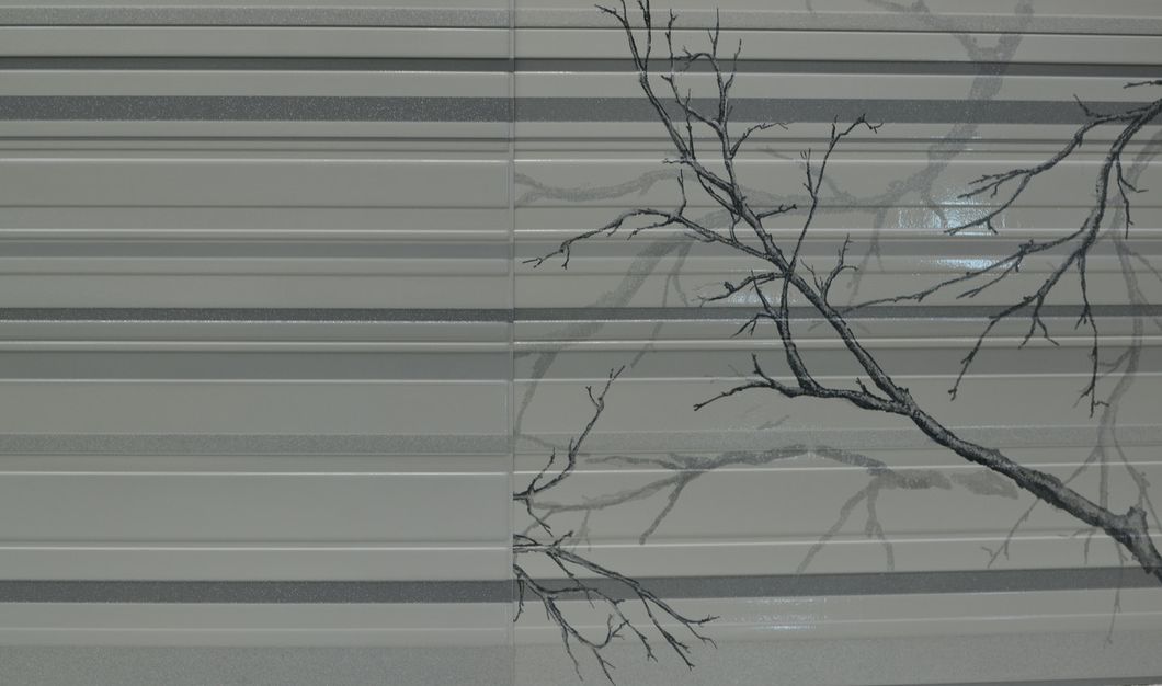 Панель стінова декоративна пластикова ПВХ "Гілка сіра" 957 мм х 480 мм, серый, Сірий