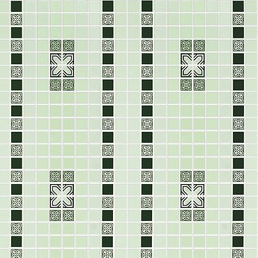 Панель стеновая декоративная пластиковая мозаика ПВХ "Орнамент Зеленый" 956 мм х 480 мм, Зелёный, Зелёный