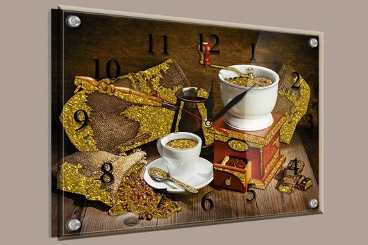 Часы-картина под стеклом Кофе 30 см x 40 см