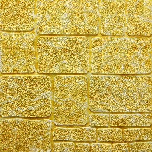 Панель стінова самоклеюча декоративна 3D камінь жовтий мармур 700х700х7мм, Жовтий