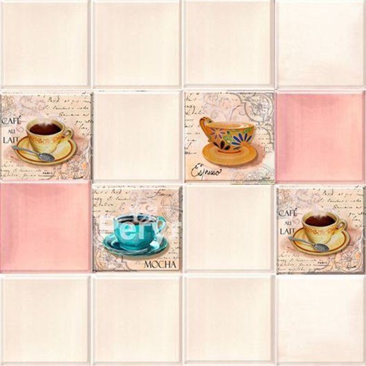 Набор панелей декоративное панно ПВХ "Чашки" 2835 мм х 630 мм, Розовый, Розовый