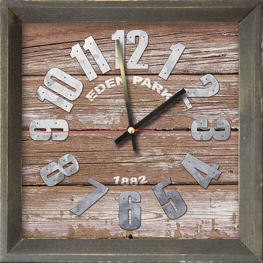 Годинник-картина без скла з дерев'яною рамкою 28 см х 28 см