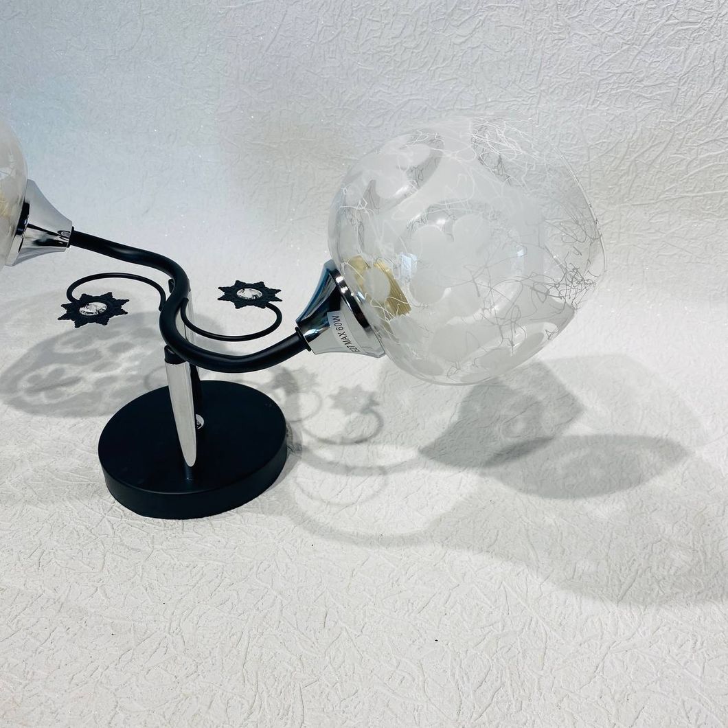 Люстра 2 лампы белая в гостиную, спальню в классическом стиле (XA1379B/2), Чорный-хром, Черный