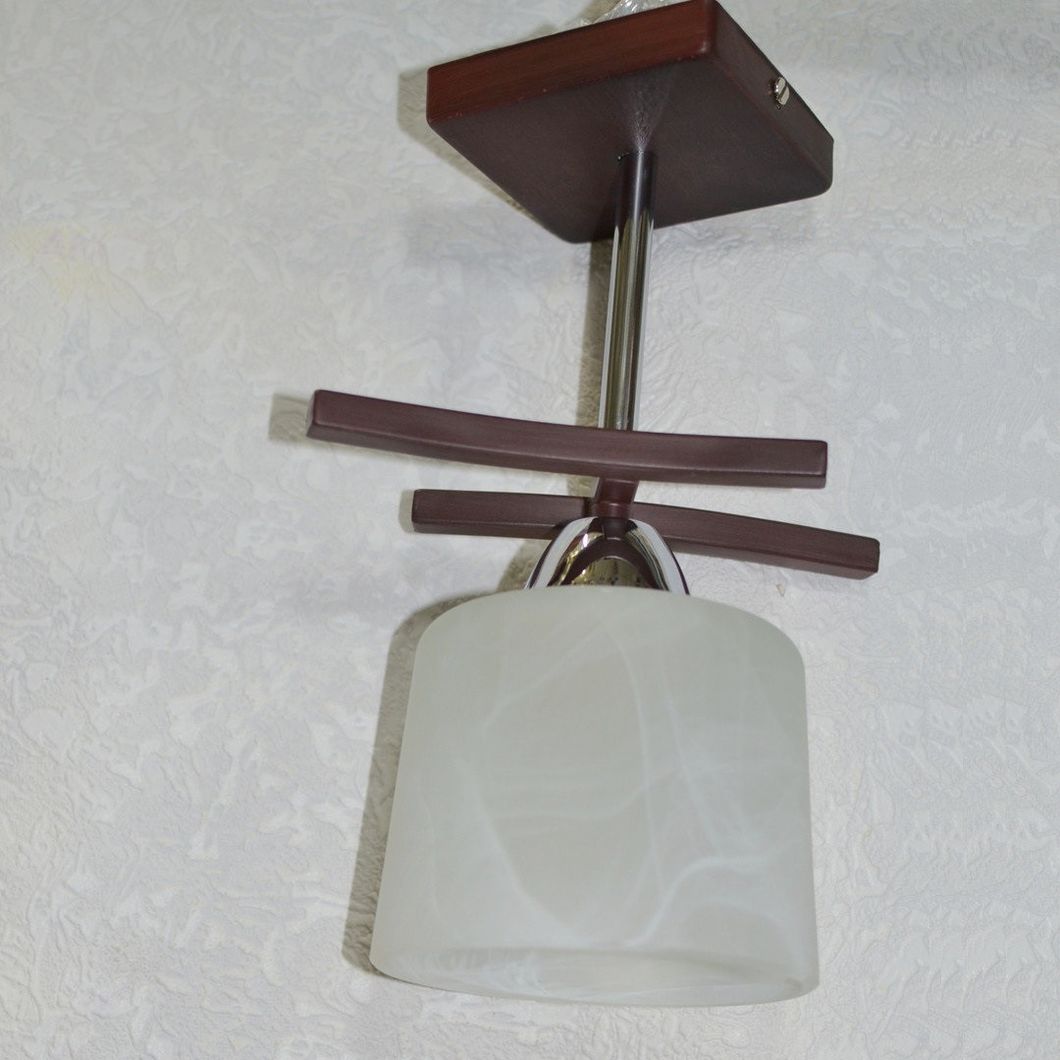 Люстра коричнева димчатий матовий плафон 1 лампа кухня коридор, Коричневий, Білий