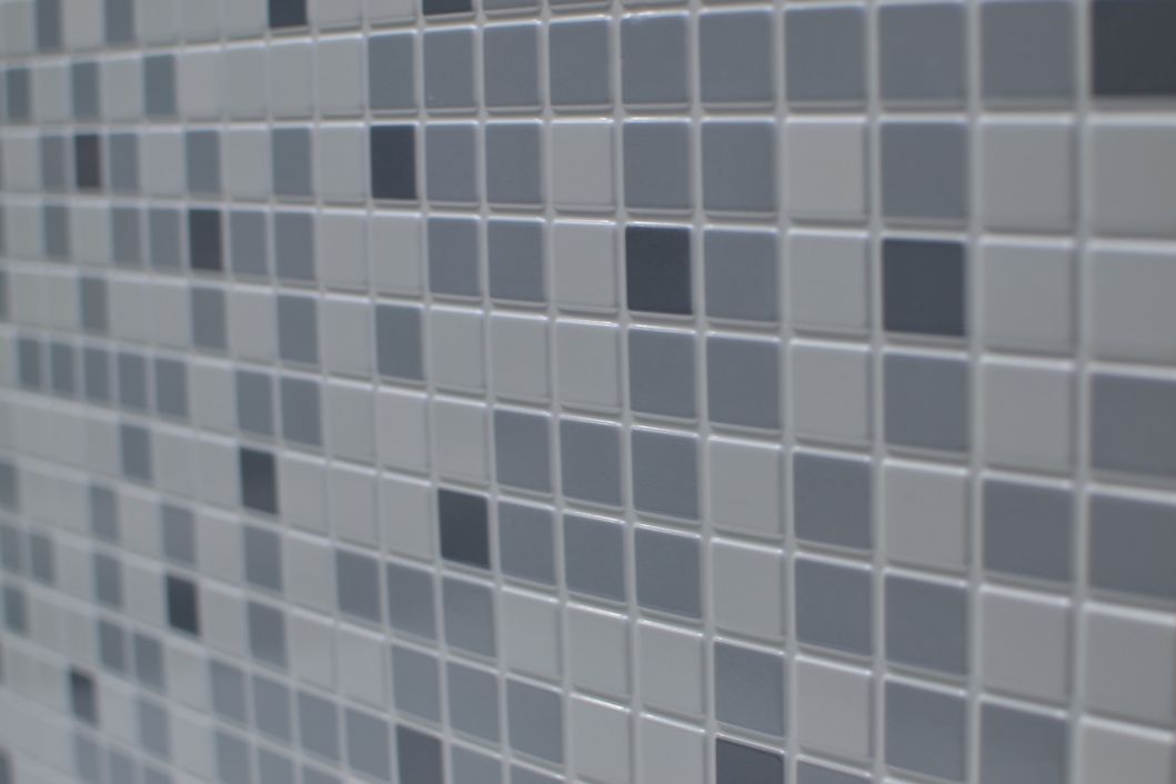 Панель стеновая декоративная пластиковая мозаика ПВХ "Микс Серый" 956 мм х 480 мм, серый, серый