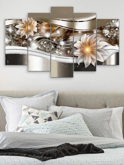 Модульна картина на стіну "Абстракція - білі квіти" 5 частин 80 x 140 см (MK50201)