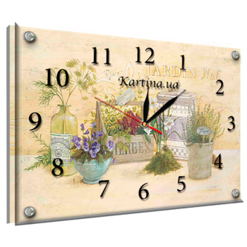 Годинник-картина під склом Польові квіти 30 см х 40 см