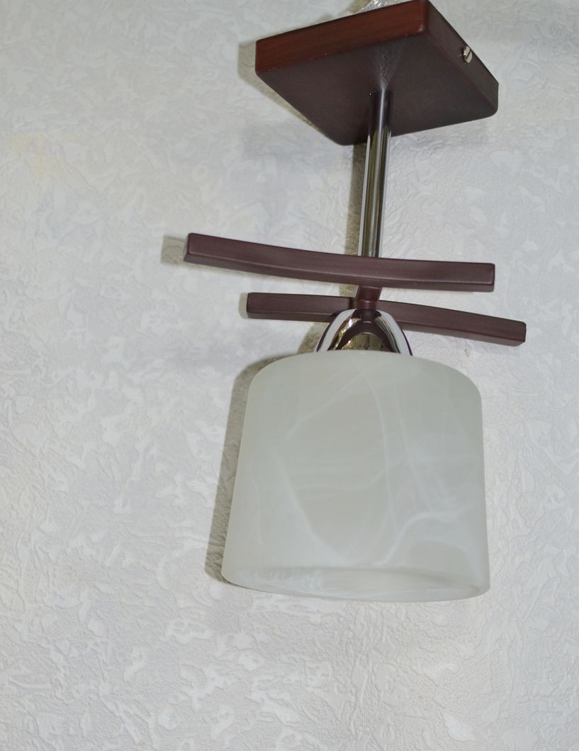 Люстра коричнева димчатий матовий плафон 1 лампа кухня коридор, Коричневий, Білий