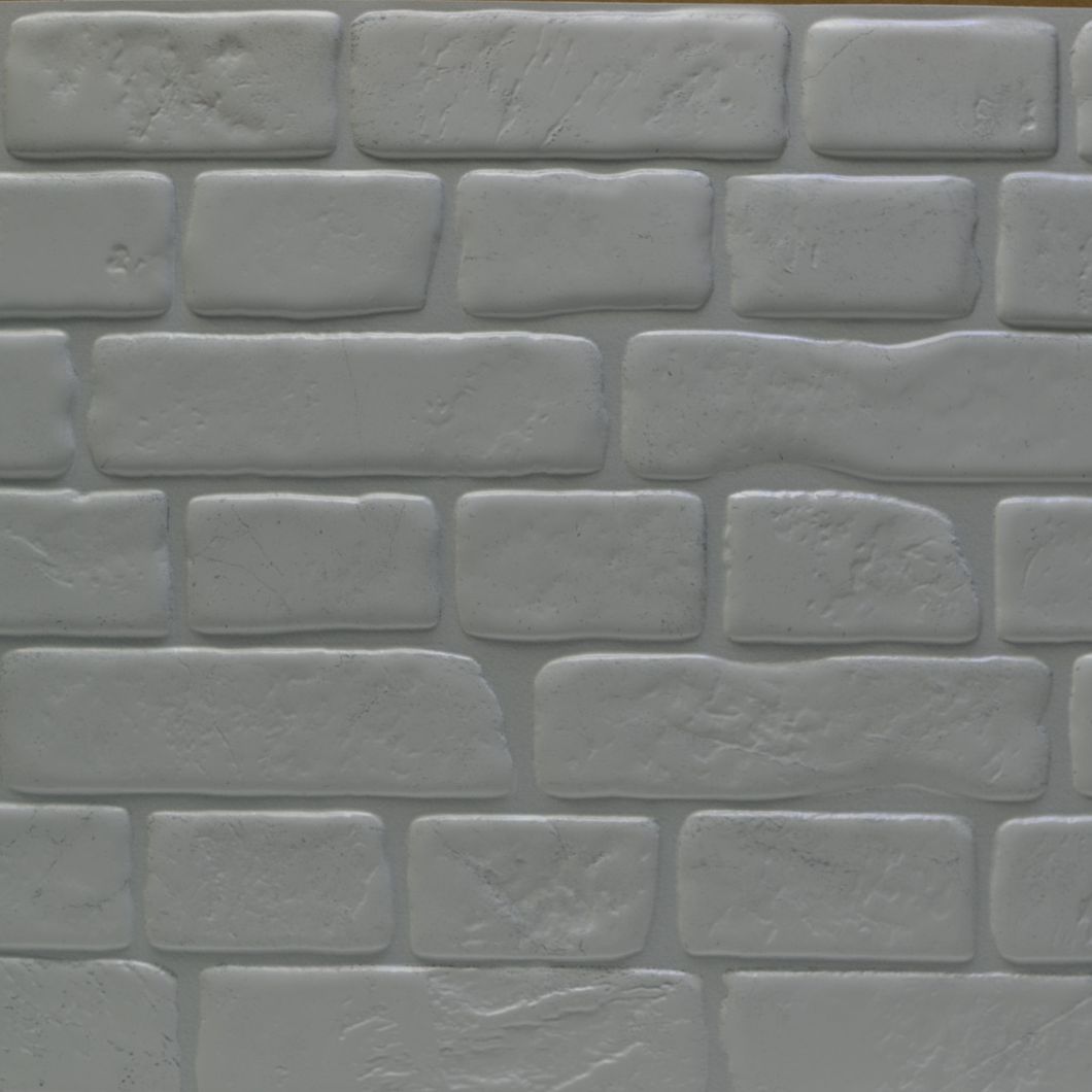 Панель стеновая декоративная пластиковая кирпич ПВХ "Ретро белый " 951 мм х 495 мм, Белый, Белый
