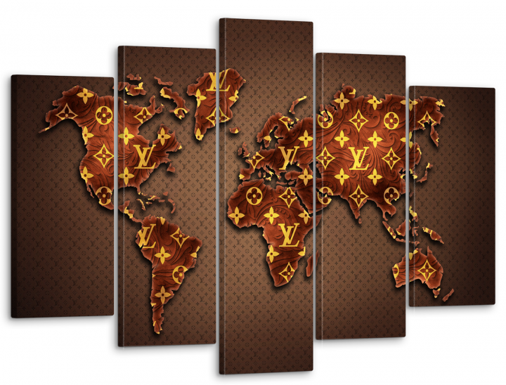 Модульна картина на стіну "Карта світу в коричневих кольорах LV" 5 частин 80 x 140 см (MK50237)