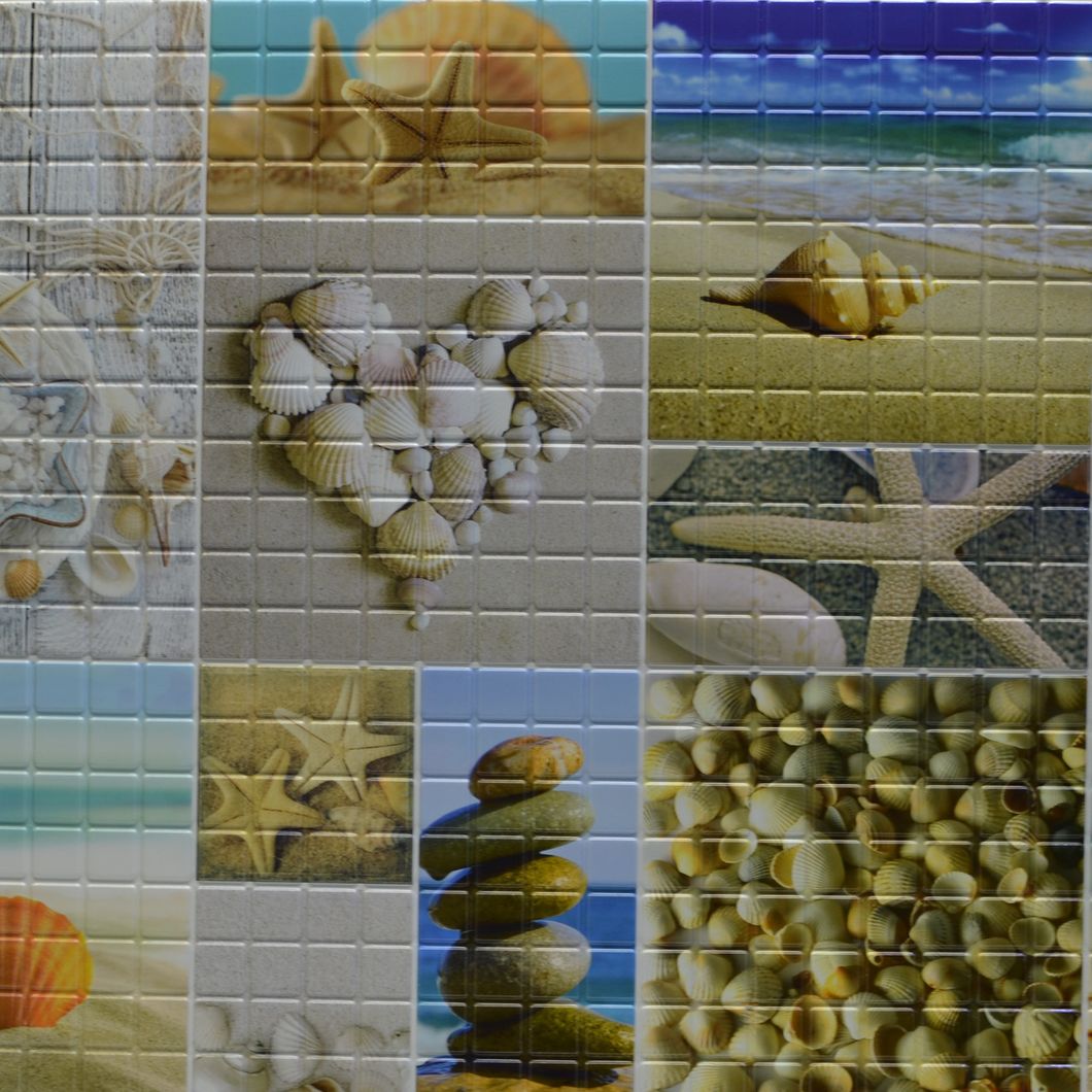 Панель стеновая декоративная пластиковая мозаика ПВХ "Морской берег" 956 мм х 480 мм, Разные цвета, Разные цвета