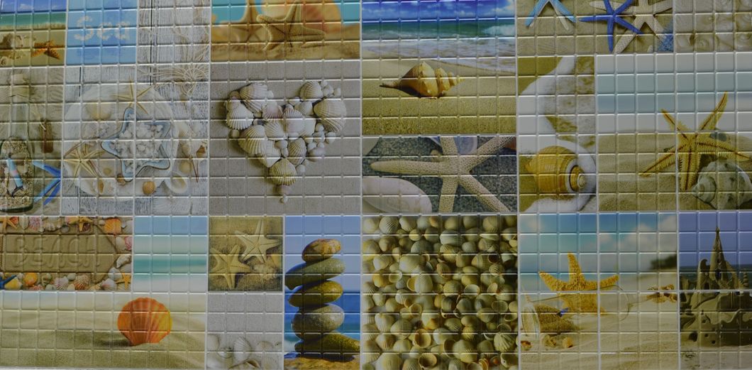 Панель стінова декоративна пластикова мозаїка ПВХ "Морський берег" 956 мм х 480 мм, Разные цвета, Різні кольора