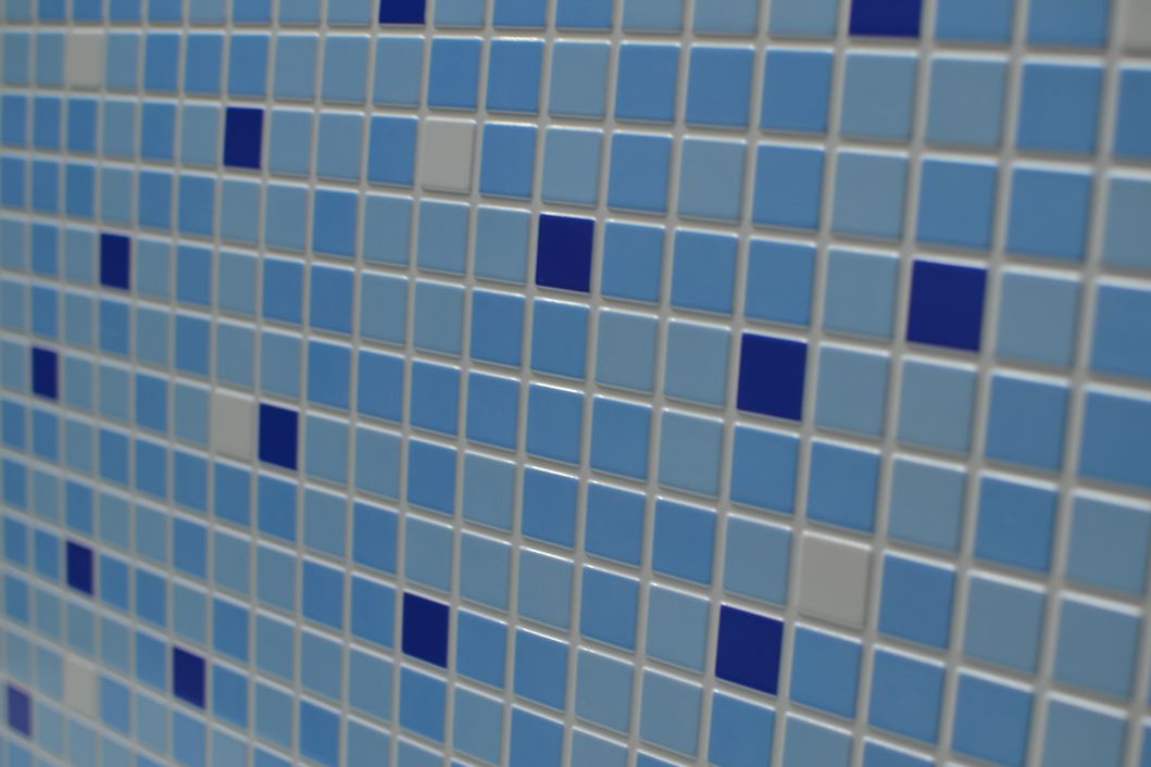 Панель стінова декоративна пластикова мозаїка ПВХ "Мікс синій" 956 мм х 480 мм, Блакитний, Голубий