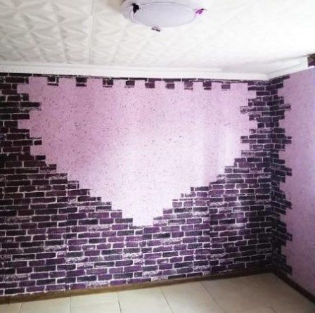 Панель стінова самоклеюча декоративна 3D під цеглу фіолетовий Катеринославський 700х770х5мм, Фиолетовый