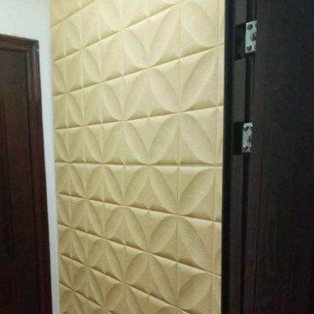 Панель стінова самоклеюча декоративна 3D Ромб 700х700х8мм, Бежевий