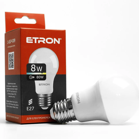 Світлодіодна лампа LED лампа ETRON Light Power 1-ELP-009 A55 8W 3000K E27