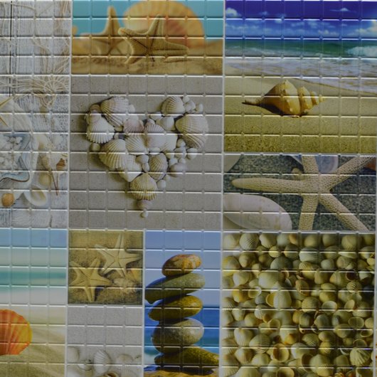 Панель стеновая декоративная пластиковая мозаика ПВХ "Морской берег" 956 мм х 480 мм (2), Разные цвета