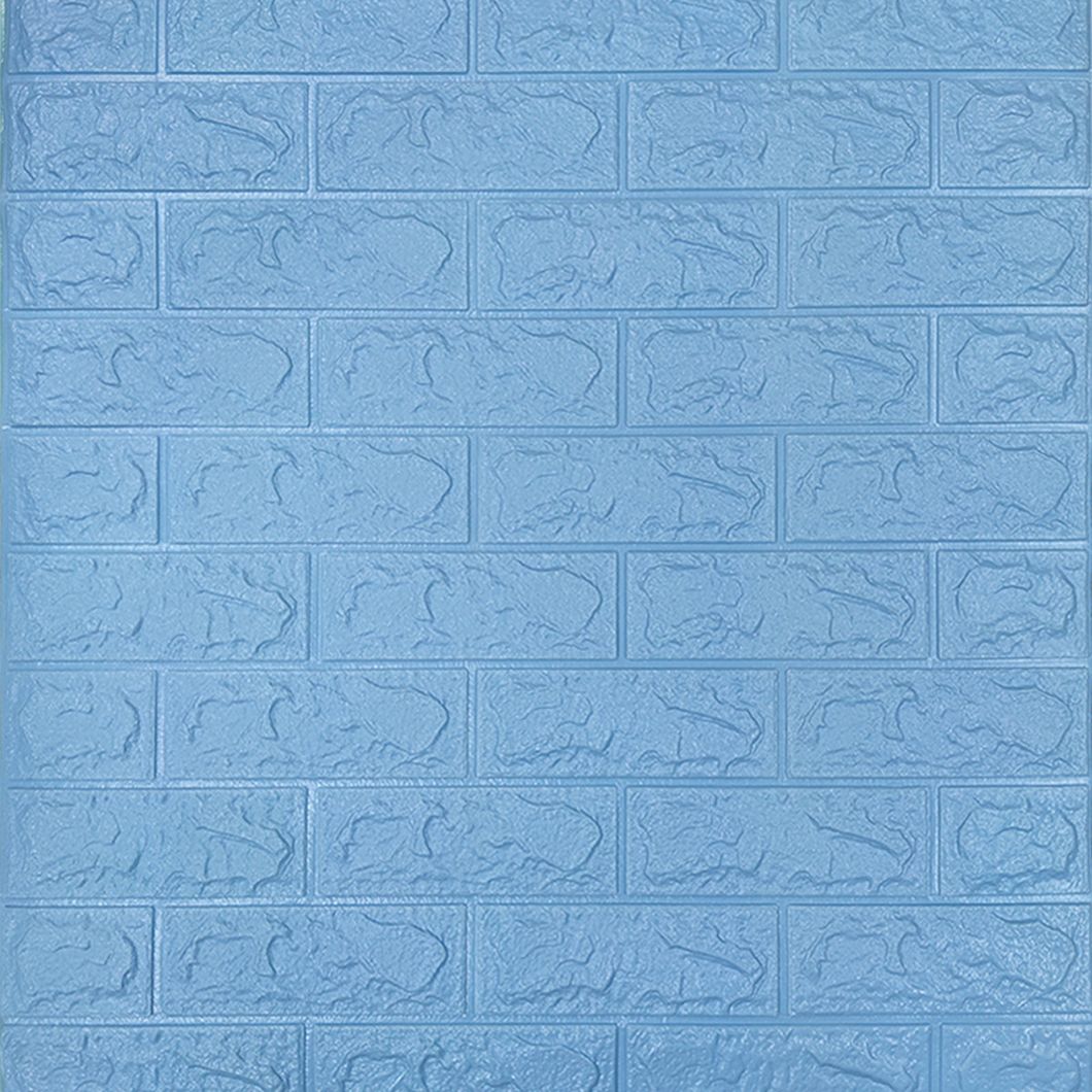 Панель стеновая самоклеющаяся декоративная 3D под голубой кирпич 700x770x5мм, Голубой