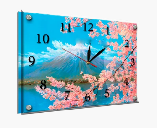 Годинник-картина під склом Сакура 30 см х 40 см