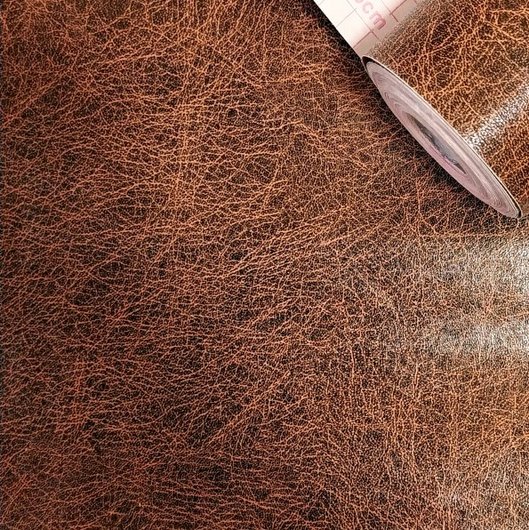 Самоклейка декоративная Hongda коричнева кожа 0,45 х 15м, Коричневий