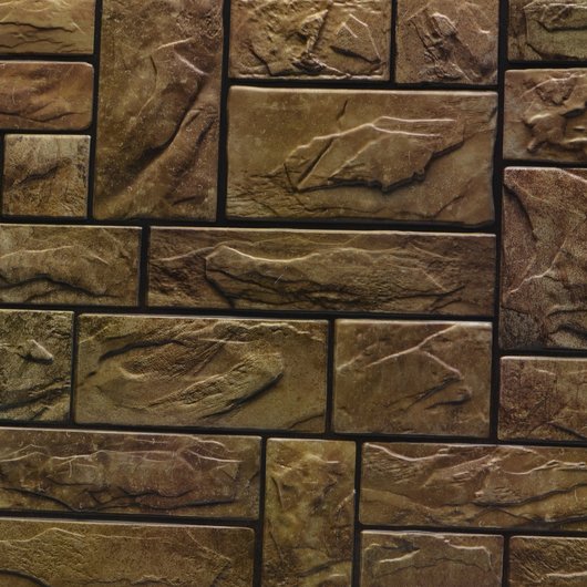 Панель стеновая декоративная пластиковая камень ПВХ "Пиленый Настоящий Коричневый" 978 мм х 496 мм (ПНК1), Коричневый