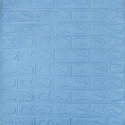 Панель стеновая самоклеющаяся декоративная 3D под голубой кирпич 700x770x5мм, Голубой