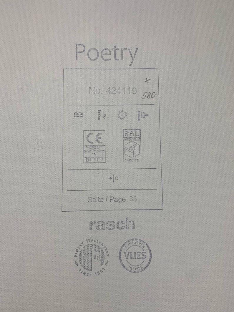 Шпалери вінілові на флізеліновій основі Rasch Poetry сіро-бежевий 0,53 х 10,05м (424119)