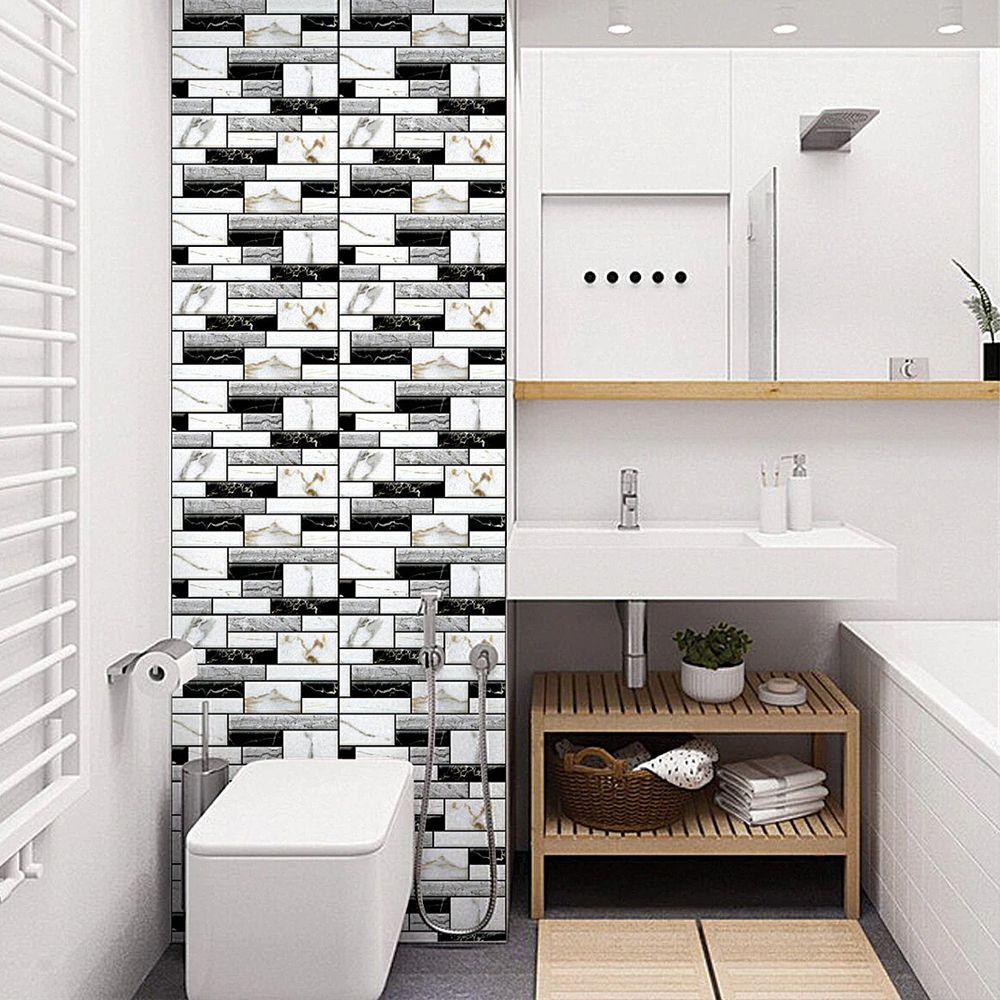 Панель стеновая декоративная ПВХ плитка на самоклейке квадрат 300Х300Х5ММ, ЦЕНА ЗА 1 ШТ (СПП-602), Черно-белый, Черно-белый