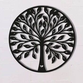 Панно картина з дерева декор на стіну Дерево життя чорна 0,68 х 0,68м