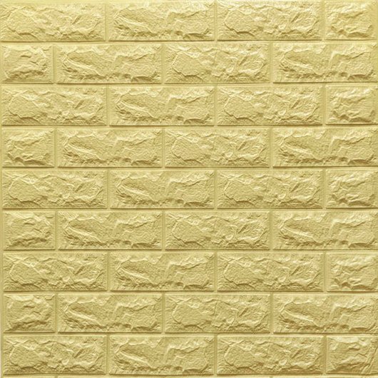 Панель стеновая самоклеющаяся декоративная 3D желто-песочный кирпич 700x770x7мм, Жёлтый