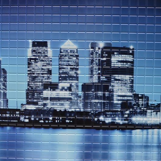 Панель стеновая декоративная пластиковая мозаика ПВХ "Огни большого города" 957 мм х 480 мм (350бг), Синий