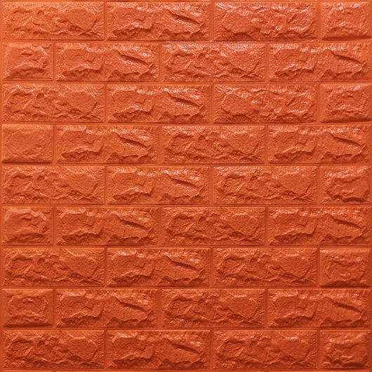 Панель стеновая самоклеющаяся декоративная 3D под кирпич Оранжевый 700x770x7мм, Оранжевый