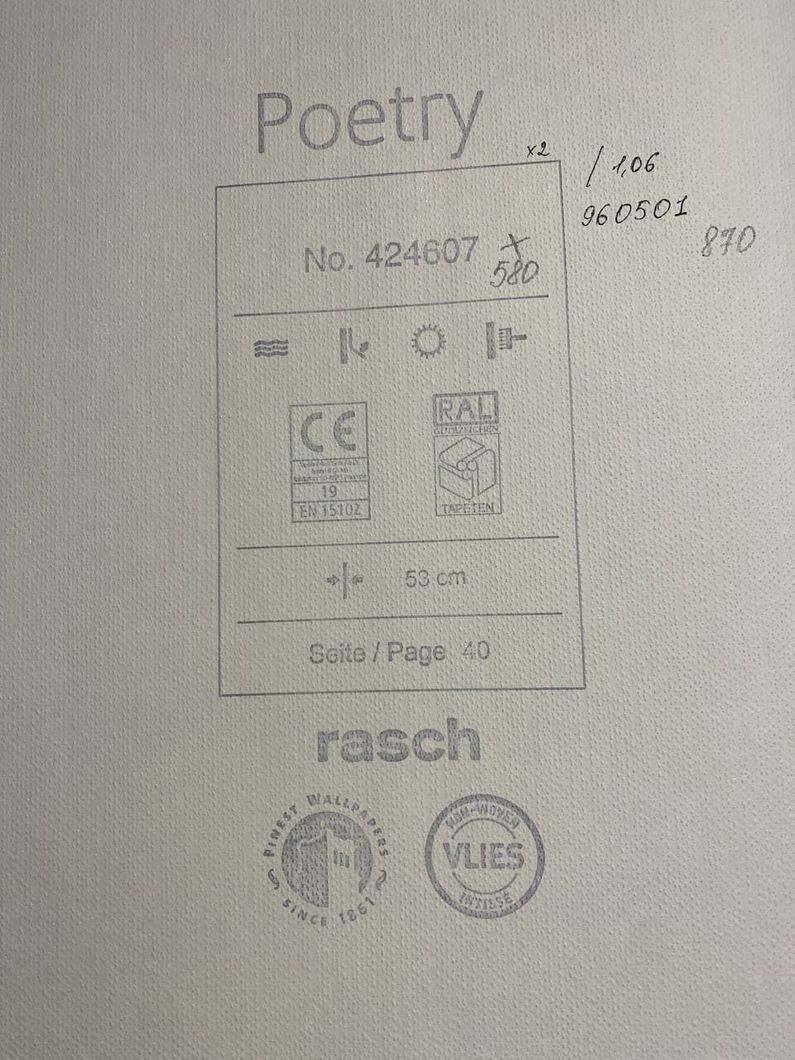 Шпалери вінілові на флізеліновій основі Rasch Poetry бежевий 0,53 х 10,05м (424607)