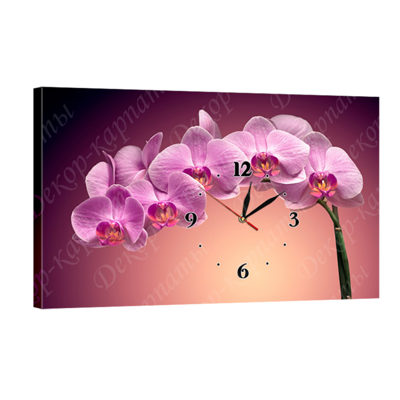 Часы настенные на холсте без стекла Орхидея 30 см х 53 см