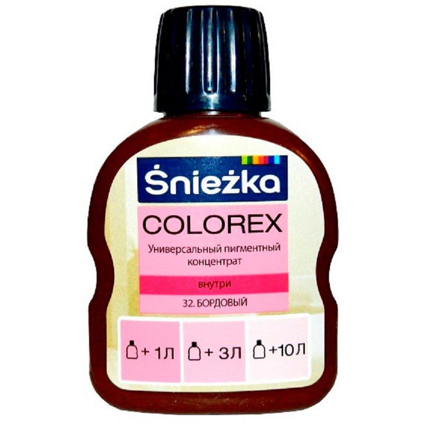 Универсальный пигментный концентрат Colorex Sniezka 32 бордовый 100 мл, Бордовый, Бордовый