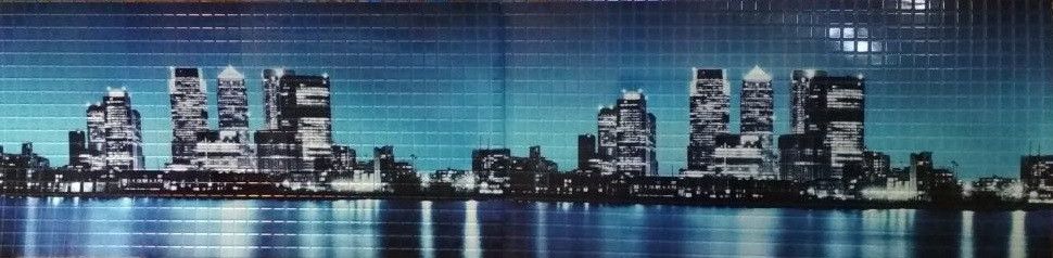 Панель стінова декоративна пластикова мозаїка ПВХ "Вогні великого міста" 957 мм х 480 мм, Синий, Синій