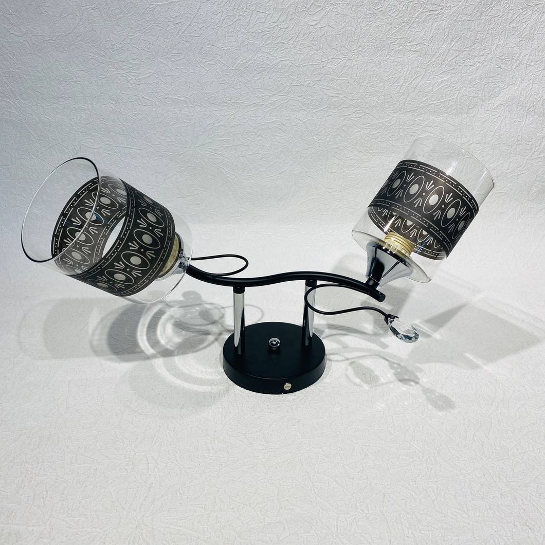 Люстра 2 лампы, черная в гостиную, спальню стекло в классическом стиле (XA1378B/2), Черный, Черный