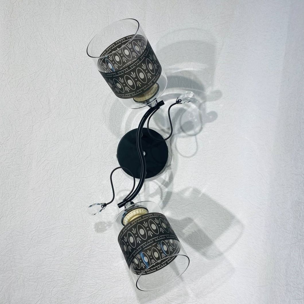 Люстра 2 лампи, чорна у вітальню, спальню скло в класичному стилі (XA1378B/2), Черный, Чорний