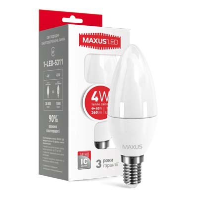 Светодиодная лампа Maxus E14 C37 CL-F 4W