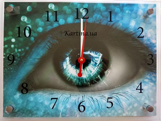 Годинник-картина під склом Блакитне око 30 см x 40 см