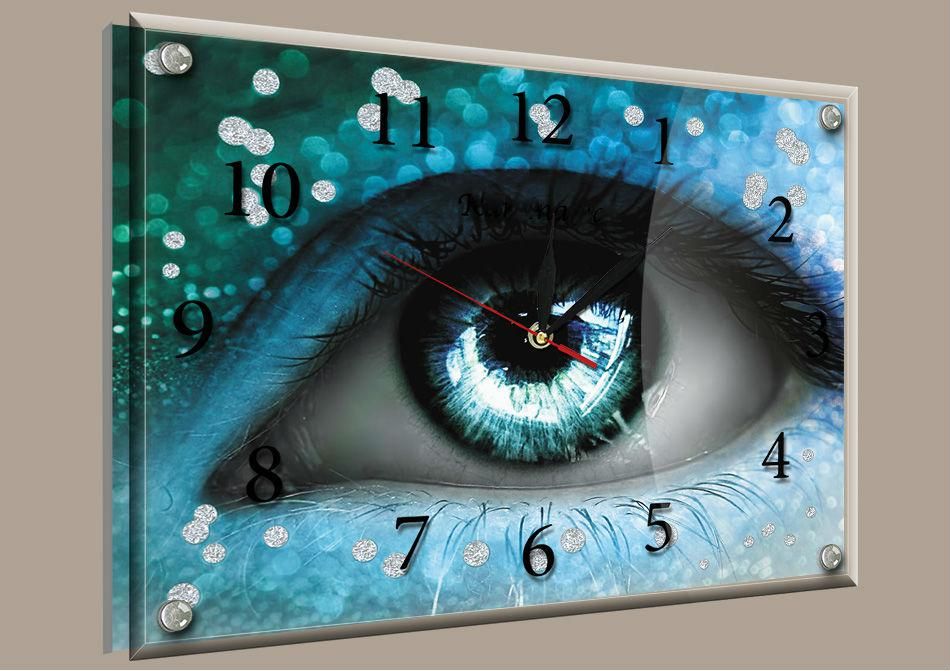 Годинник-картина під склом Блакитне око 30 см x 40 см
