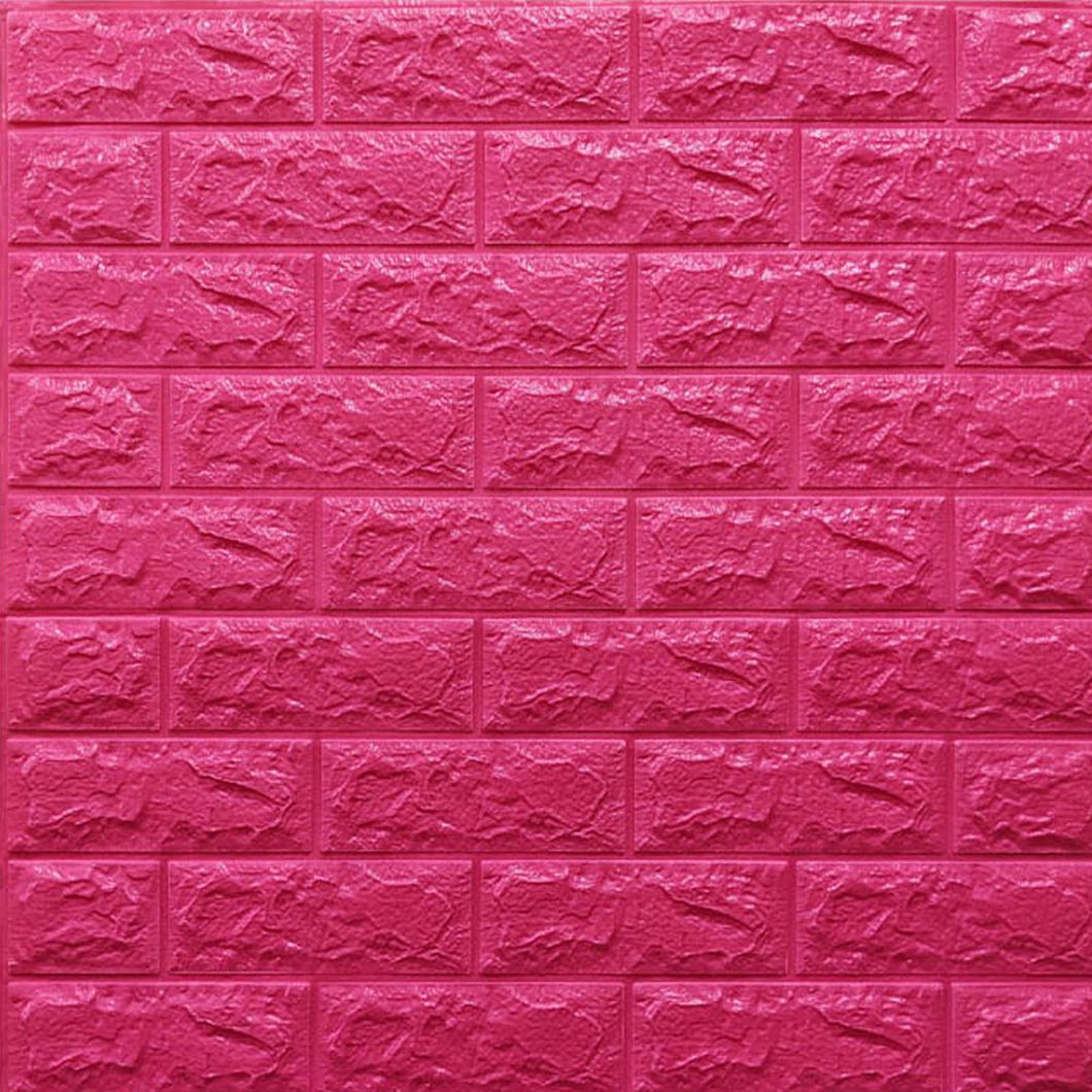 Панель стінова самоклеюча декоративна 3D під цеглу Темно-рожевий 700х770х7мм, Рожевий