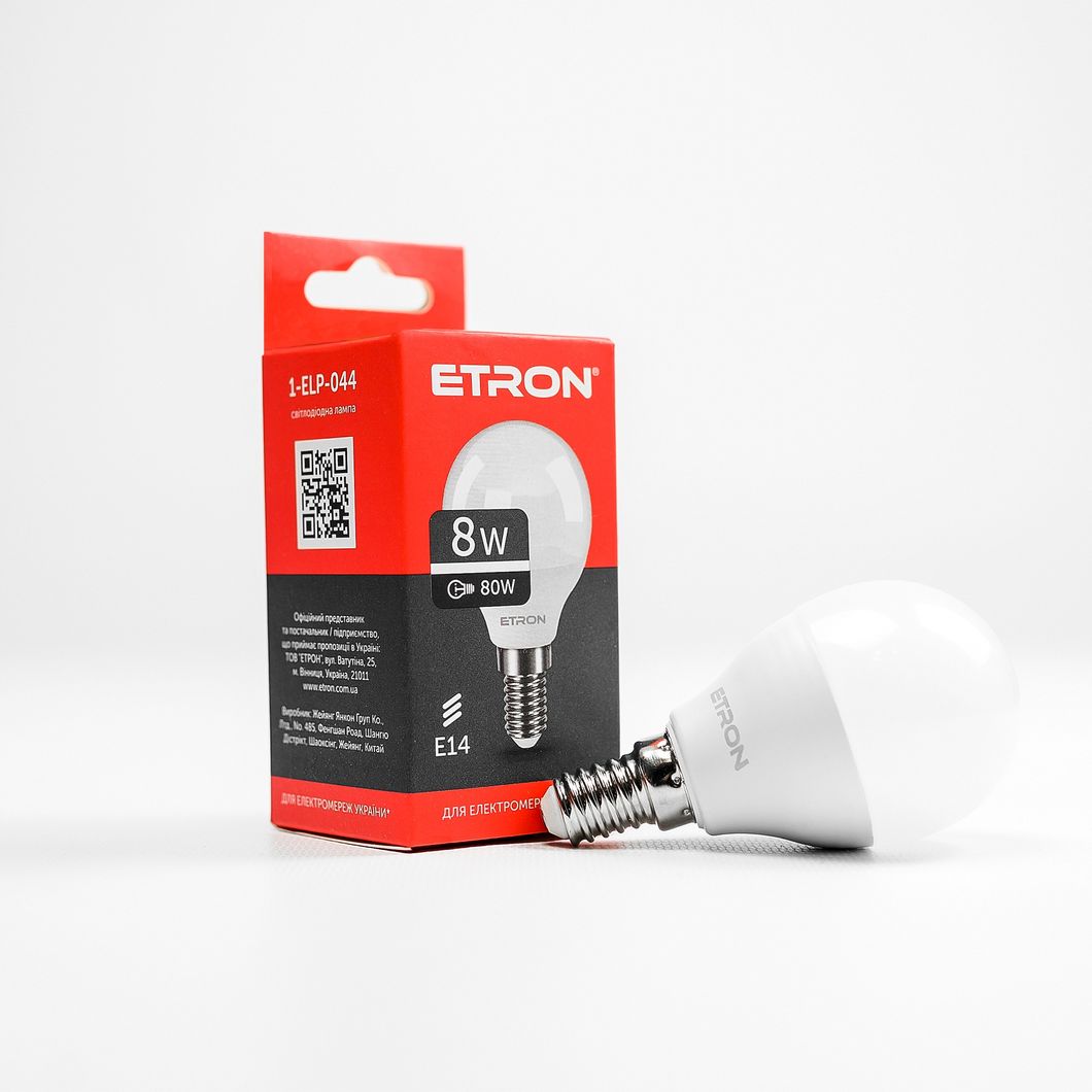 Лампа LED ETRON Light 1-ELP-044 G45 8W 4200K 220V E14
