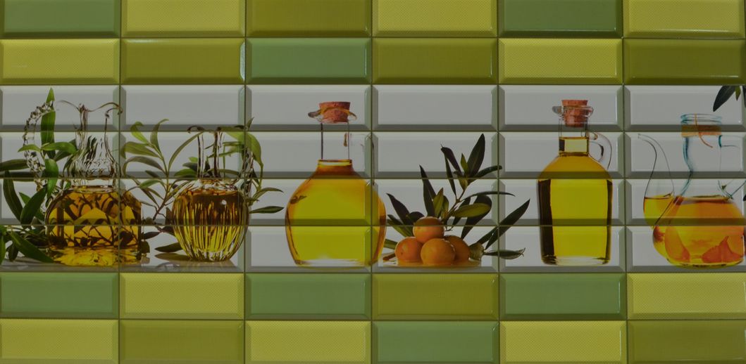 Панель стеновая декоративная пластиковая плитка ПВХ "Ароматы масла" 957 мм х 477 мм, Зелёный, Зелёный