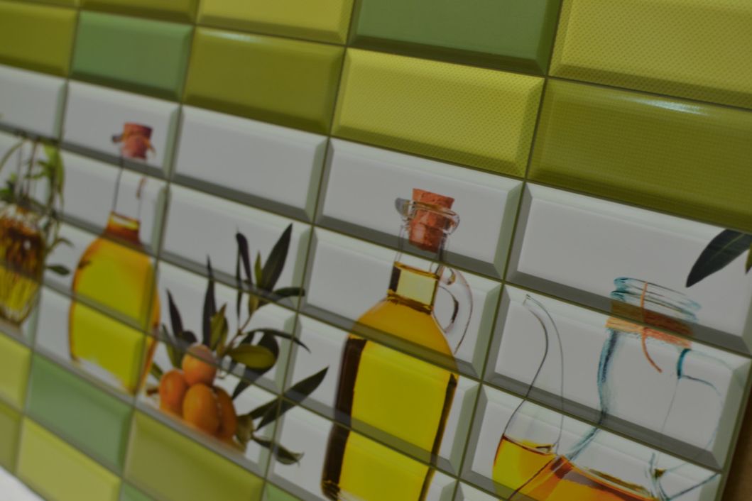 Панель стеновая декоративная пластиковая плитка ПВХ "Ароматы масла" 957 мм х 477 мм, Зелёный, Зелёный