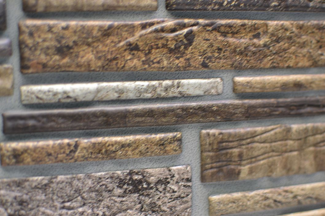 Панель стінова декоративна пластикова камінь ПВХ "Пластушка коричнева" 978 мм х 496 мм, Коричневий, Коричневий
