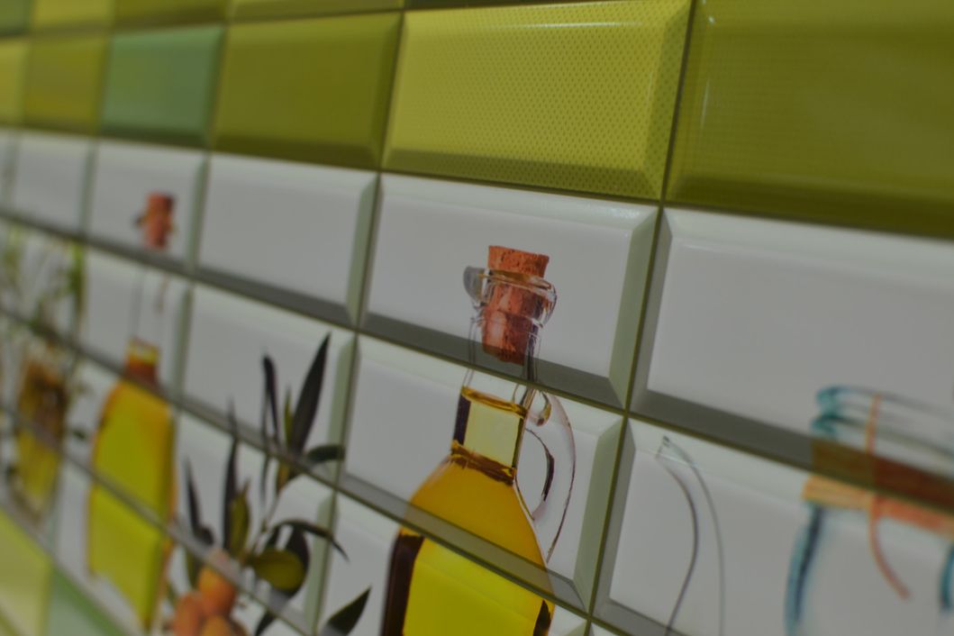 Панель стінова декоративна пластикова плитка ПВХ "Аромати масла" 957 мм х 477 мм, Зелений, Зелений
